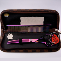 Fenice high-end 7.0 cala profesjonalne nożyczki do pielęgnacji psów zakrzywione nożyce do cieniowania dla psów i kotów sierść zwierzęca tijeras tesoura 6